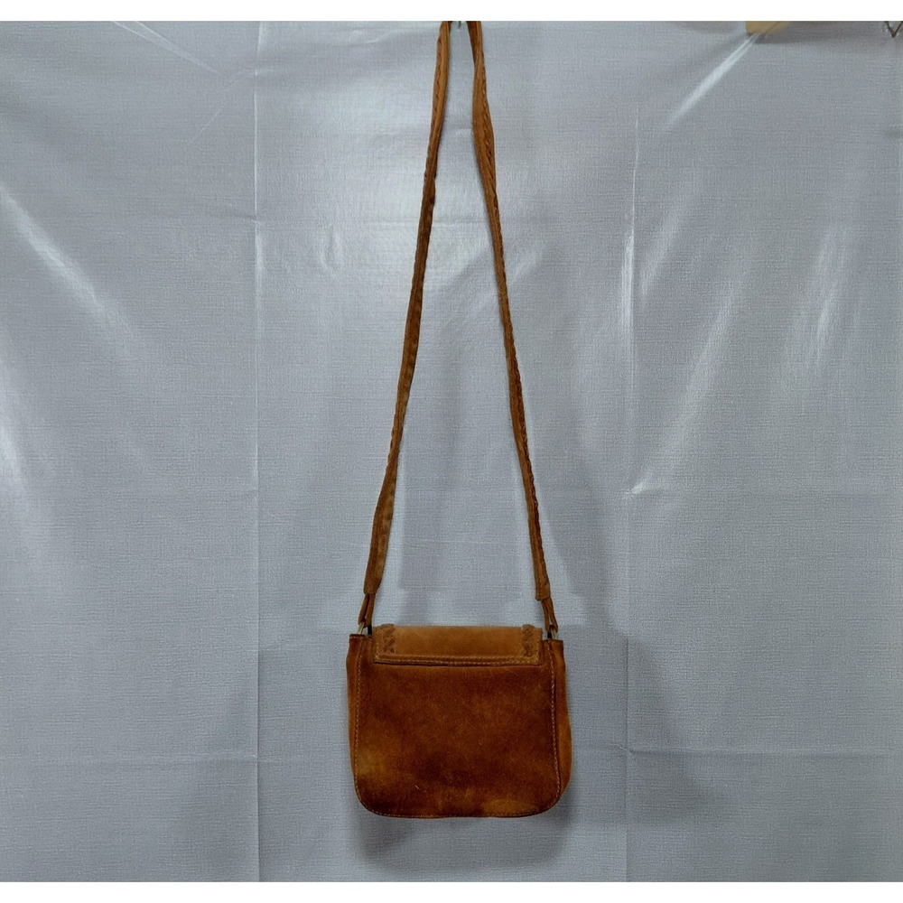 American Eagle Genuine Suede Cow Leather Crossbody Purse Brown - Picture 3 of 15